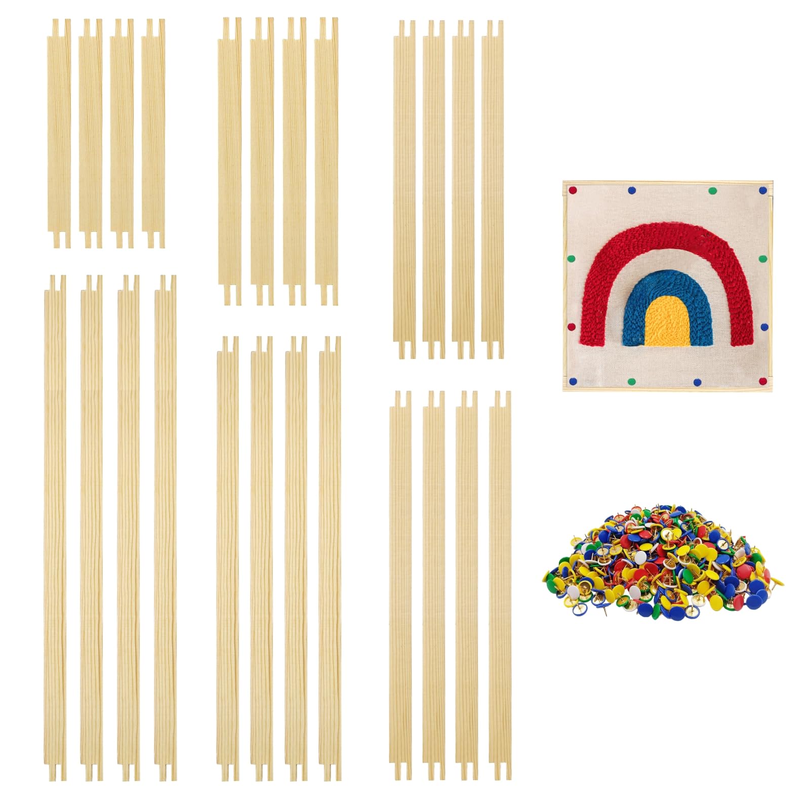 Wdbg Nature 12 Sets Stretcher Bars For Needlework With 100 Pins, 6 Sizes 24Pcs Wooden Canvas Splicing Stretcher Bars Needlepoint Embroidery Stitch Frame Set For Crafts Art Supplies