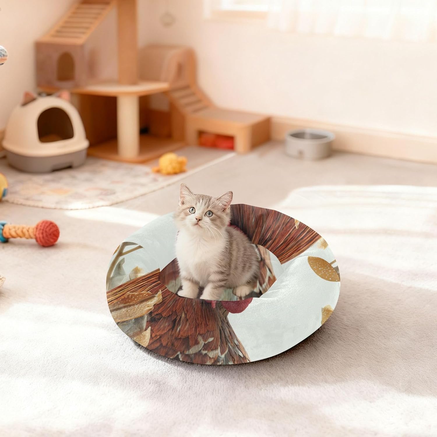 3D Rooster Pet Dog Bed Removable & Washable Dog Pillow Bed for Medium Size Pets Sleeping M