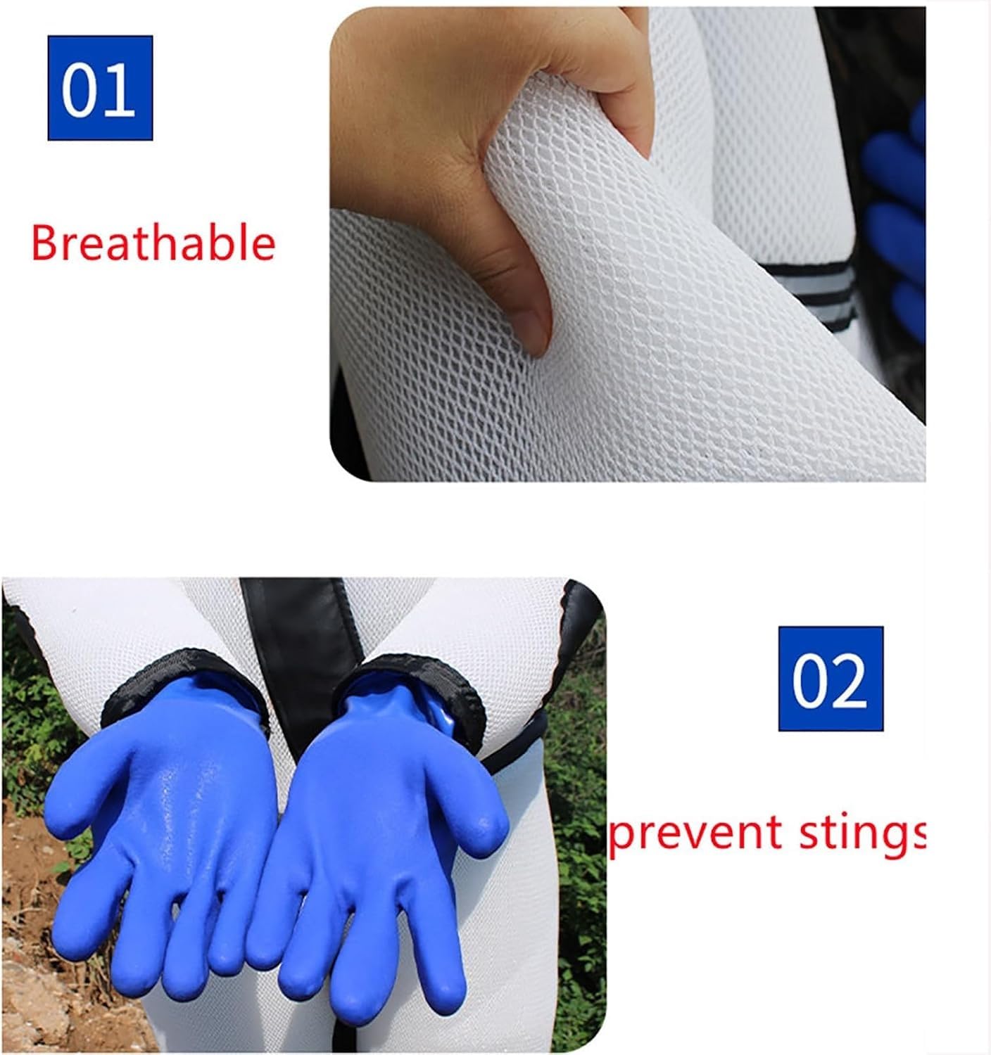 Abbigliamento protettivo per vespe con maschera convessa, guanti e scarpe, attrezzatura di sicurezza completa per apicoltura in cortile, traspirante e resistente per la massima protezione