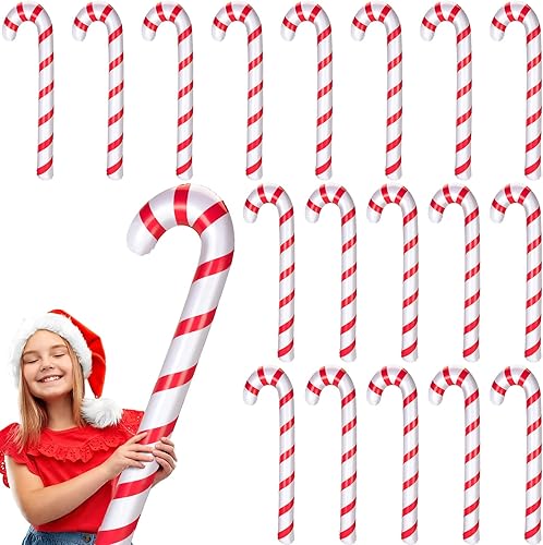 Vinsot 20 bastones de caramelo inflables para decoración de Navidad, globos gigantes para exteriores, día festivo, patio, árbol para el hogar,