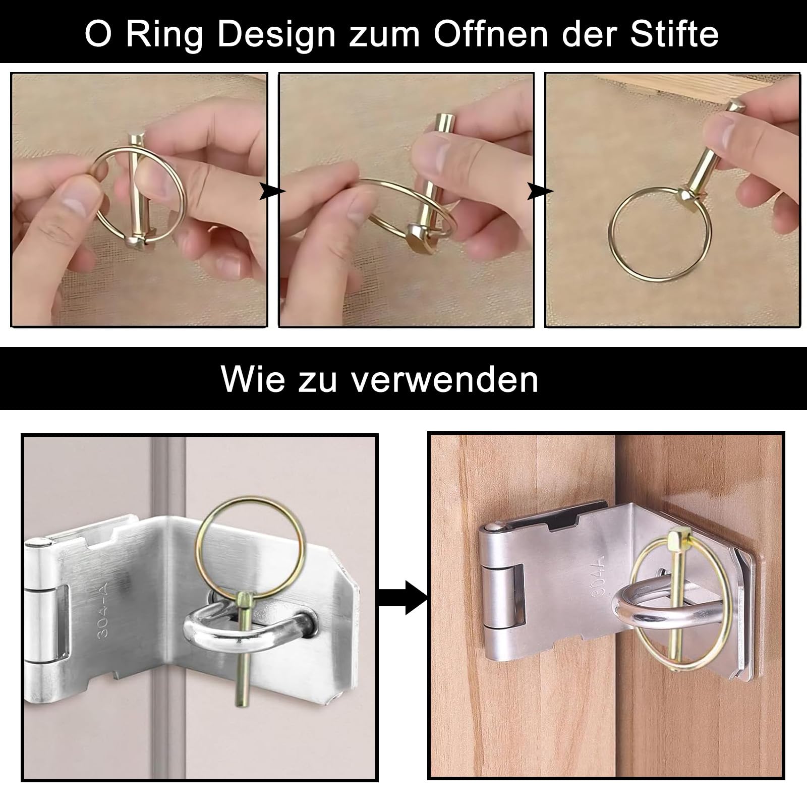 Spinotti pieghevoli rotondi 6 pezzi, Spinotti pieghevoli 10mm x 60mm, Spinotto di sicurezza zincato con supporto a molla, Bulloni di sicurezza, Per rimorchi, trattori, bicicletta, barca