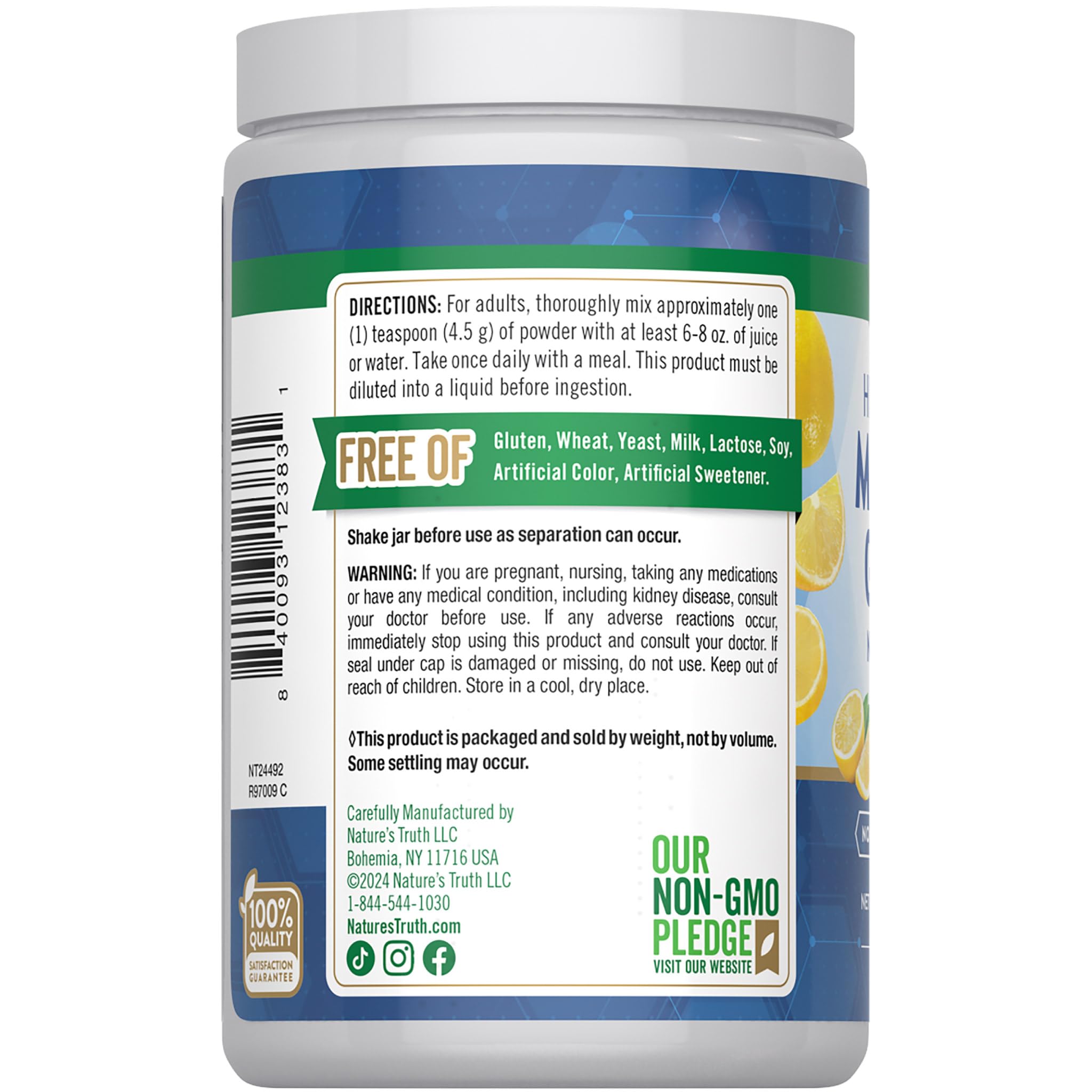 Nature's Truth Magnesium Glycinate Powder | 6 oz | Lemon Flavor — Amazon image 8