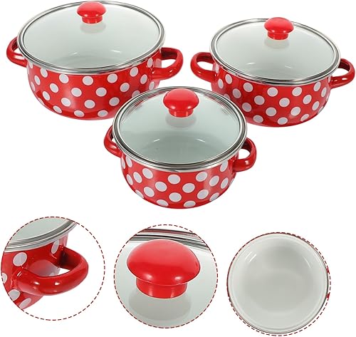 Miniatura 6 de BESTOYARD 1 juego de olla de cocina esmaltada con fondo plano para salsas de leche y fideos instantáneos, utensilios de cocina versátiles con diseño