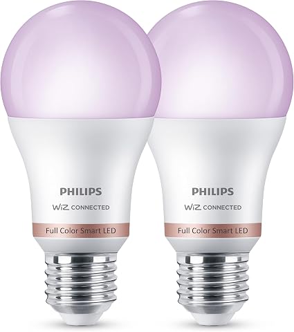 Philips Smart Lighting LED Ampul A60 E27 100W Eşdeğer RGB 2'li Paket - Google Home, Alexa, HomeKit ve Matter uyumlu