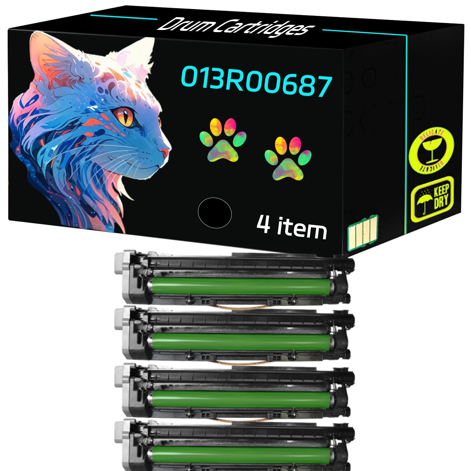 High Yield 013R00687 Drum Cartridges Compatible for Xerox VersaLink B7100 B7125 B7130 B7135 Printers, Print Clearly (4 Pack Black)