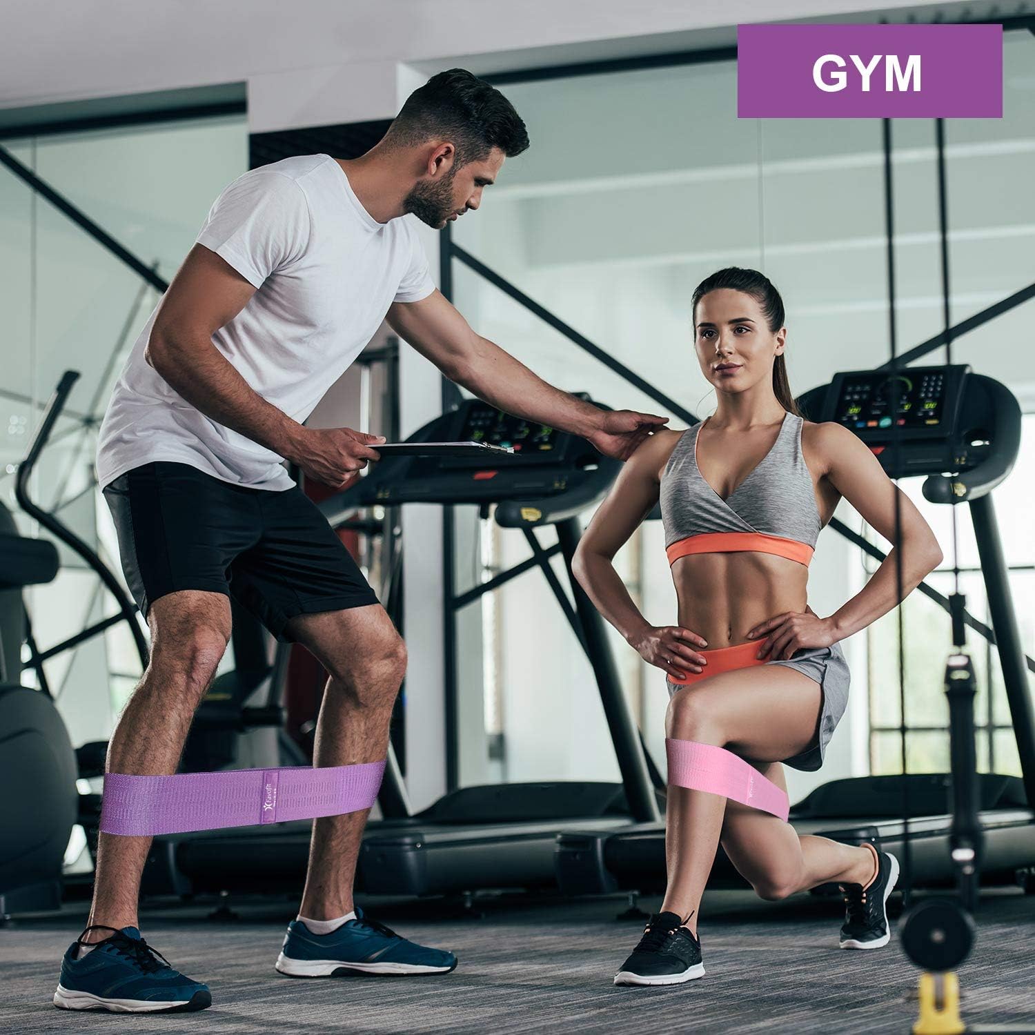 Favofit Resistance Bands Set for Legs and Butt, 3 Pack Non-Slip Workout Fitness Resistance Bands for Men and Women, Fabric Excersice Loop Bands with Action Guide and Carry Bag, Mint/Pink/Purple