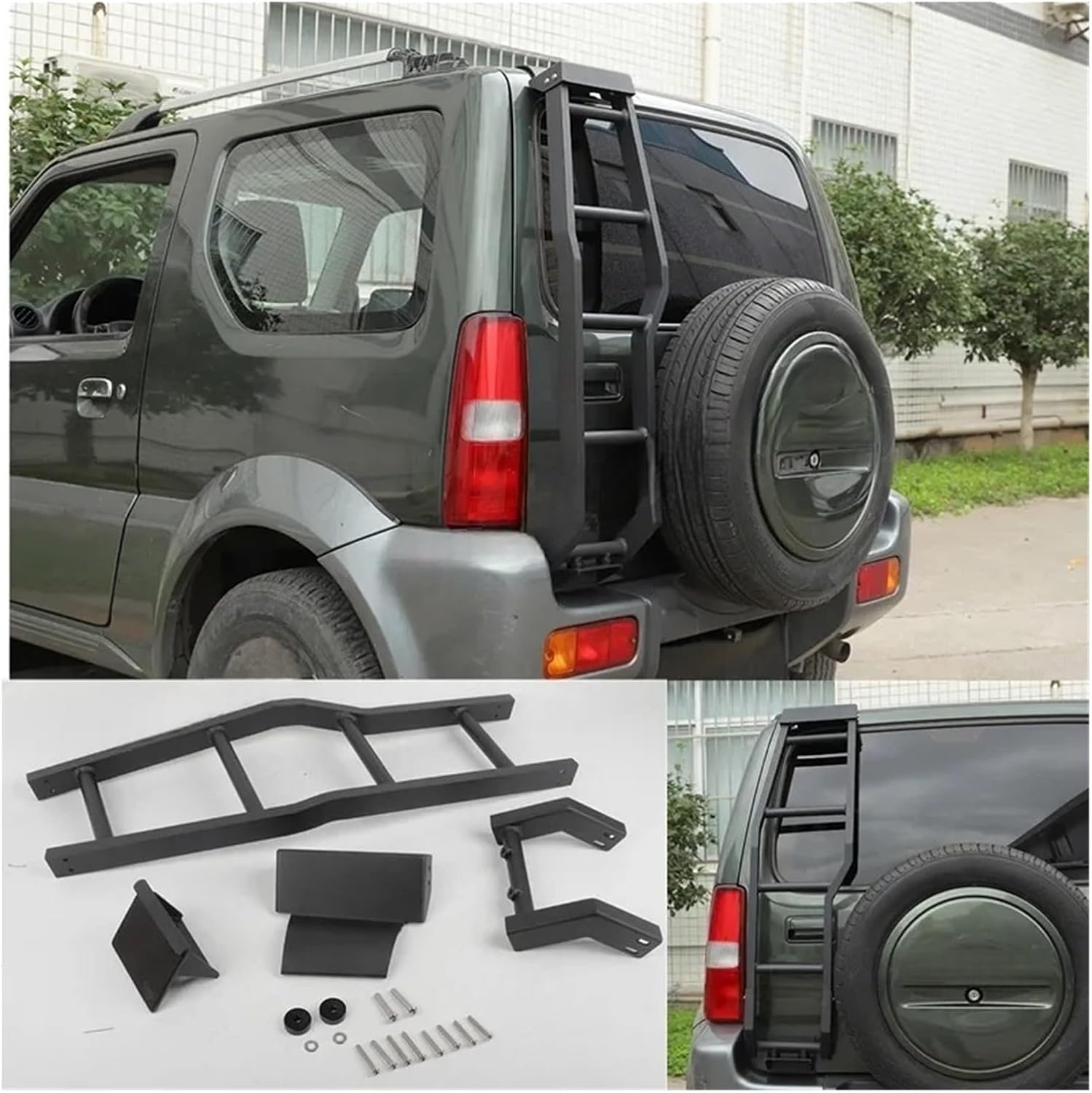 Rear Tailgate Door Ladder Climbing Black Alloy Compatible with Suzuki Jimny 2007-2017Accessories