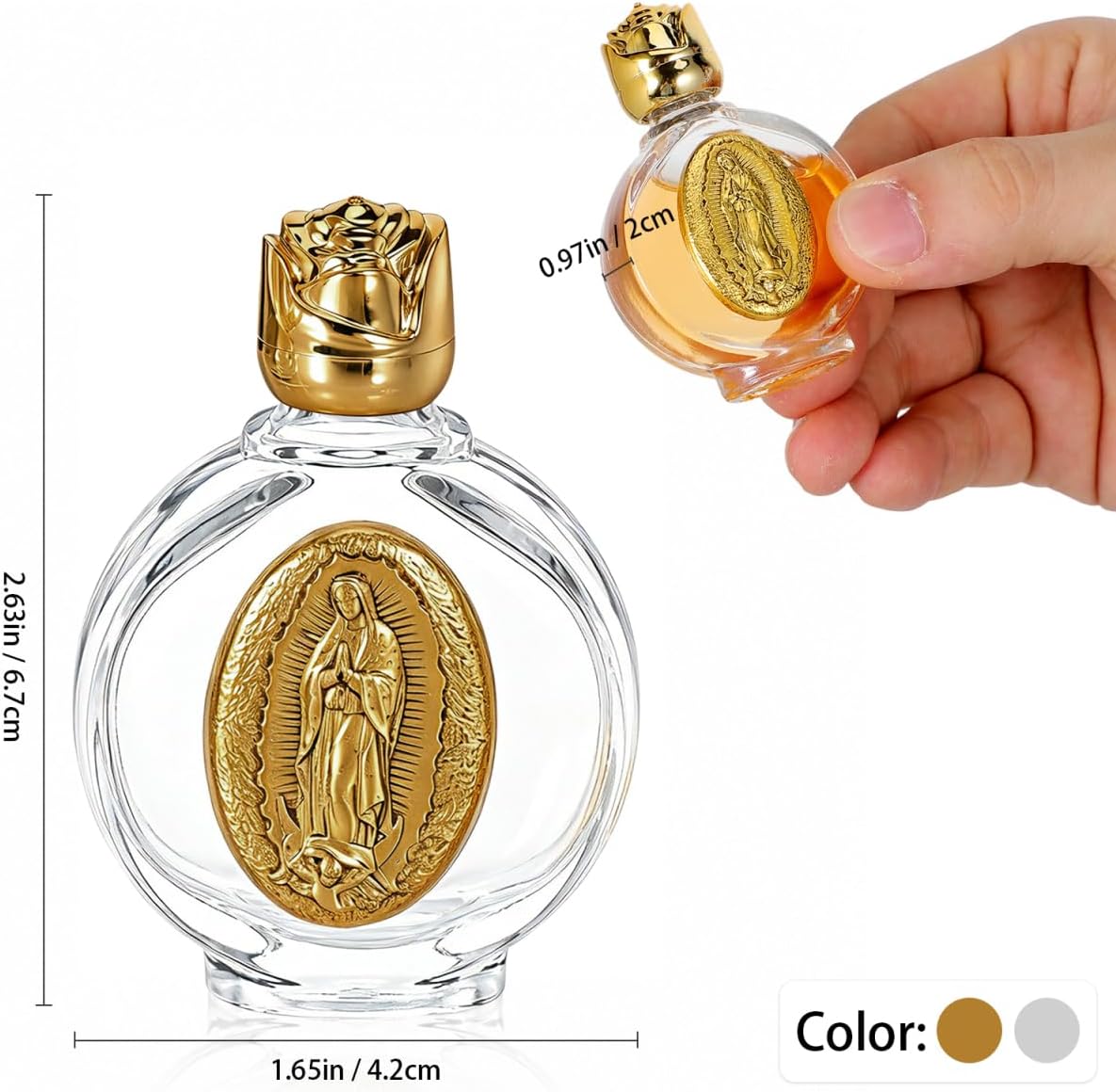 VILLCASE 2pcs Glass Holy Water Bottle, Decorative Bottles Holy Water Container, Religious Empty Oil Containers for Catholic Christian Party Church