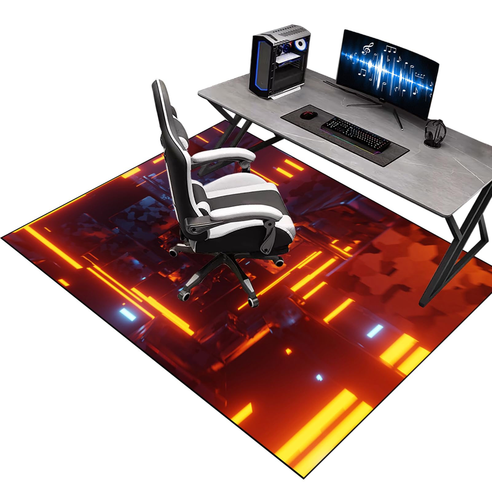 Gaming Chair Mat for Carpet Floor, Office Chair Mat for Hardwood Floor, Desk Chair Mat for Rolling Chairs, 80 x 90 cm Computer Gaming Chair Mat for Wood Floors, Carpet Protector Rug for Tile Floor