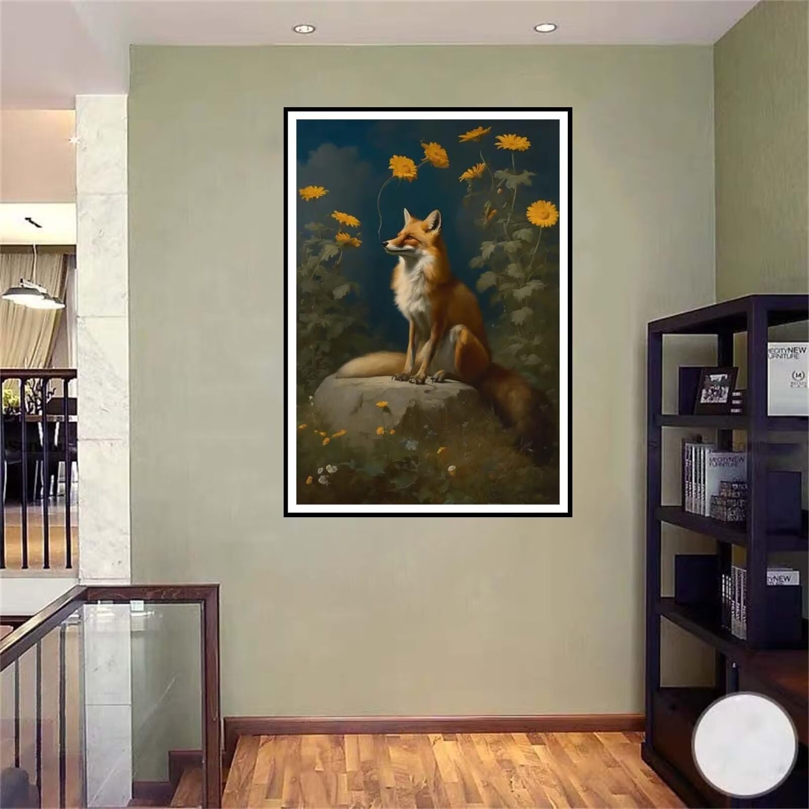 5D DIY Diamante Art Pintura kit Completo, Diamond Painting Adultos Niños Rhinestone Bordado de Punto de Cruz Artes Pintura Painting, Cuadros Decor para Cuarto, Sala de Estar - (Zorro forestal) 60x90cm
