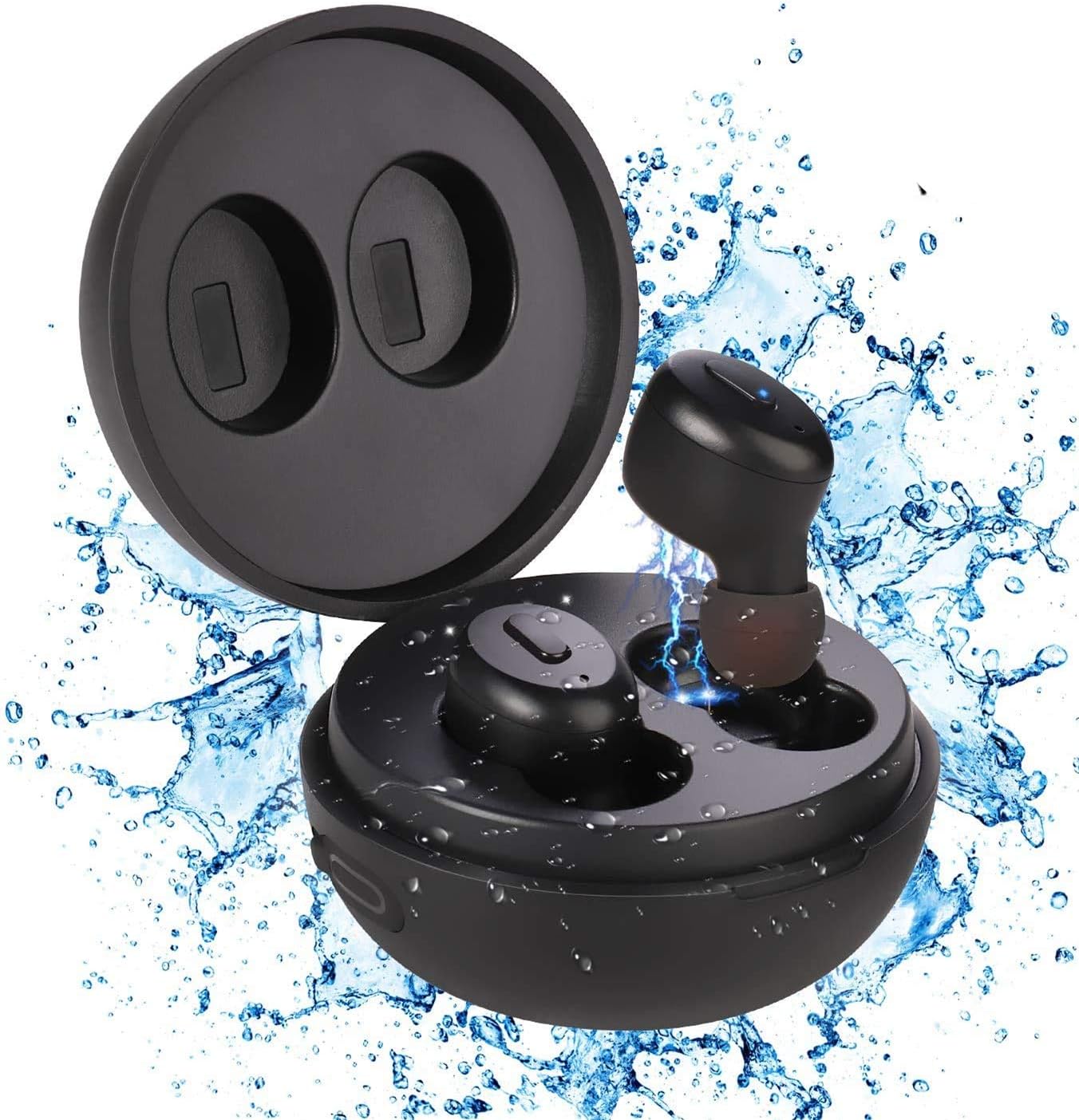IP68 Waterproof Swimming Earbuds - Sport Wireless Bluetooth 5.0 Headphones Built-in Mic Sweatproof Stable Fit in Ear Headsets with Wireless Charging Case Special for Swimming Bathing Driving Sauna