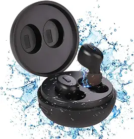 Fones de ouvido de natação IP68 à prova d'água – Fones de ouvido esportivos sem fio Bluetooth 5.0 microfone embutido à prova de suor, ajuste estável com fones de ouvido com estojo