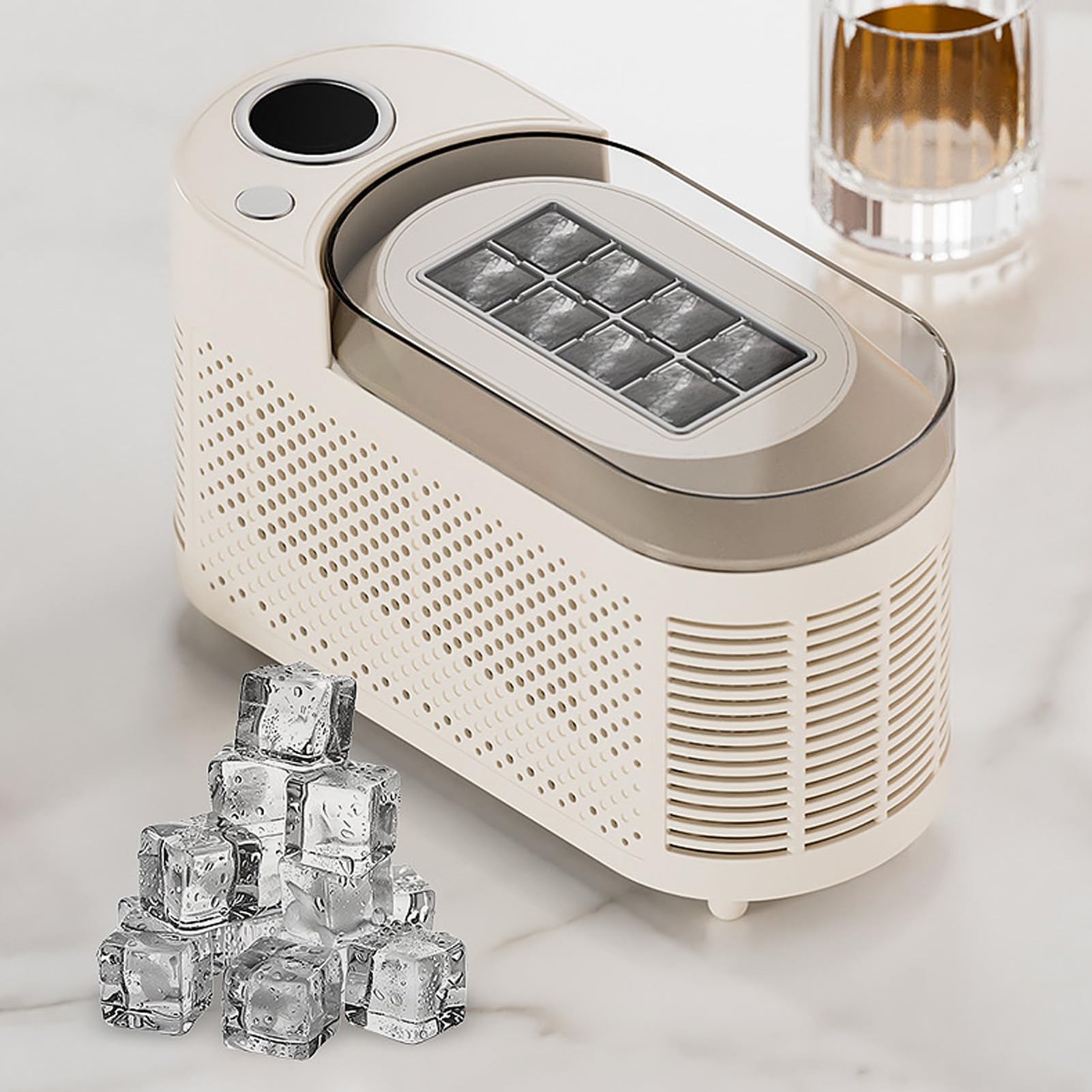 Máquina de Fabricante de Hielo de Encimera, 120 W Máquina de Hielo Automática, 8 Cubos Listos en 15 Minutos, Fabricante de Hielo Portátil para la Oficina de Cocina en casa. (Enchufe de la