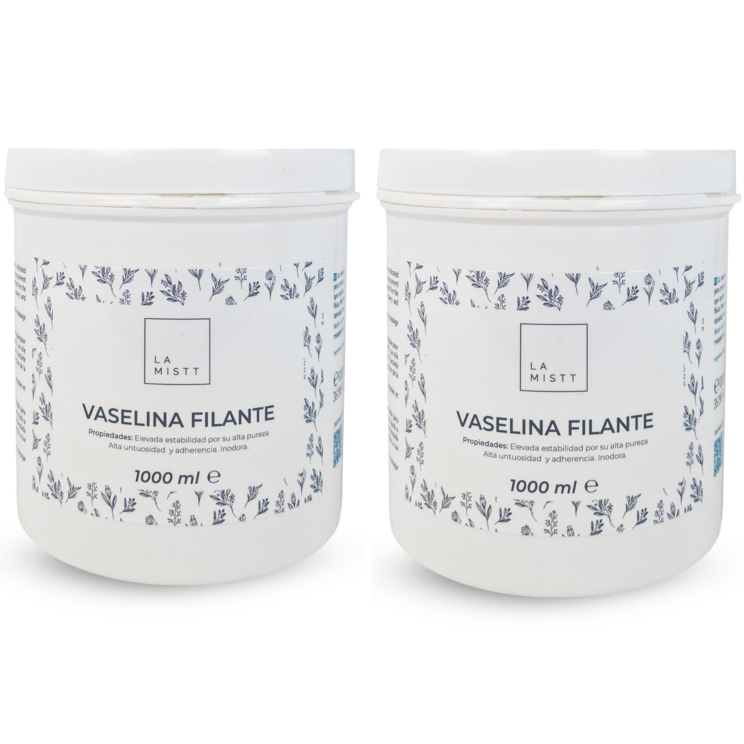 Vaselina Filante para Tatuaje 2 Litros | Pack de 2 Botes de 1 Litro | Vaselina Pura de Uso Profesional | Vaselina Neutra