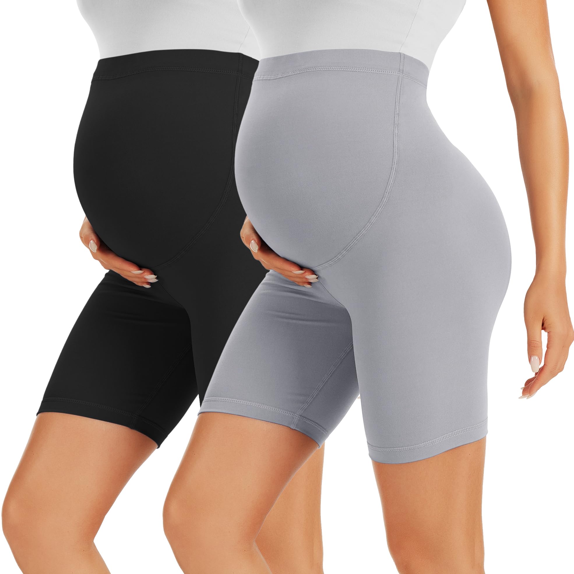 BONVIGOR Pantalones Cortos de Maternidad sobre el Vientre, Pantalones Cortos de Motorista para Embarazadas, Pantalones Cortos de Entrenamiento, Yoga, Pantalones atléticos Activos para Mujeres