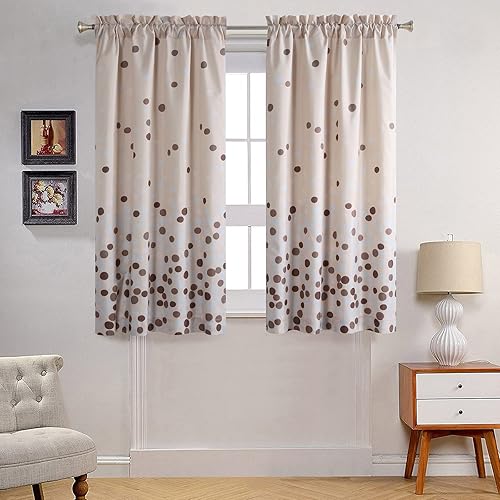 MVSUTA Lucca - Cortina de ducha de color caqui, impermeable, con estampado de lunares, color gris topo, de poliéster, color chocolate, para baño,