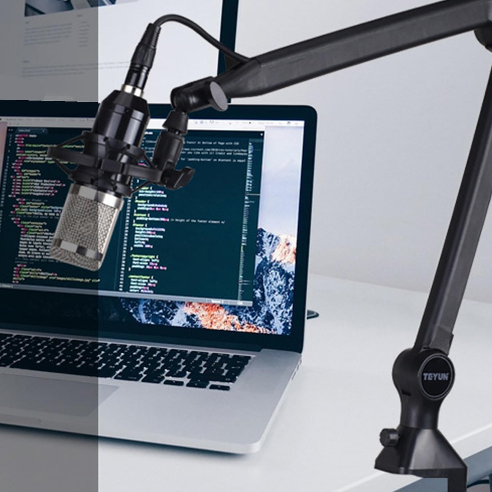 Supporto per microfono a braccio da tavolo regolabile in altezza rack C Clip Mount Holder per ufficio e studio domestico Uso professionale Supporto per microfono a sospensione regolabile