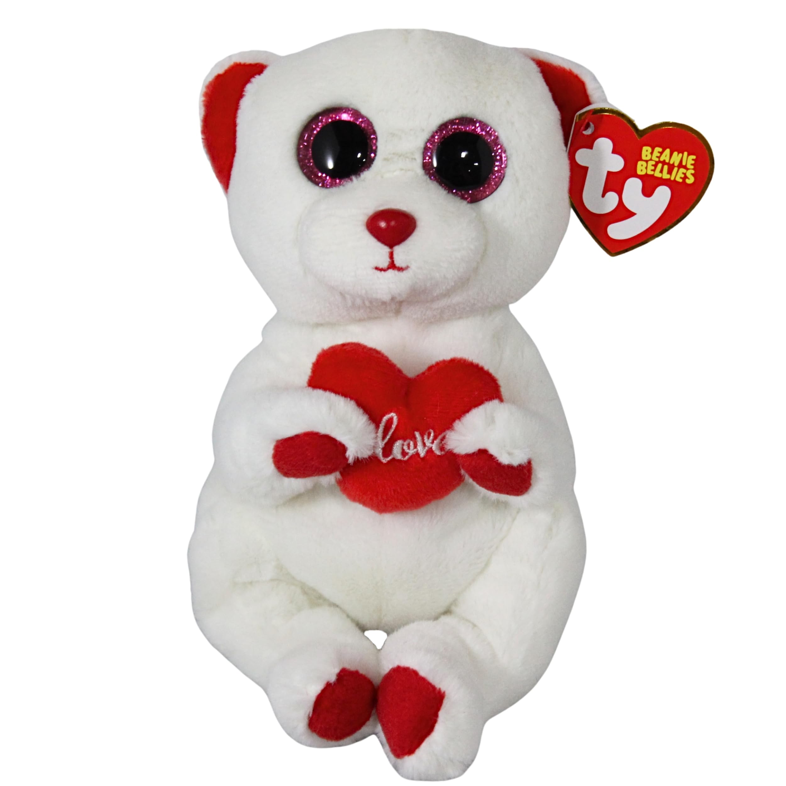 Beanie DESI - White Valentine Bear Carrying Red Heart - 6"