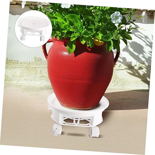 Miniatura 6 de Yardwe 2 piezas en plantas estante cajón maceta Er redondo ruedas Ing Movers Tey Saucer jardín Ers base y soporte flor cajones cubierta alfombra