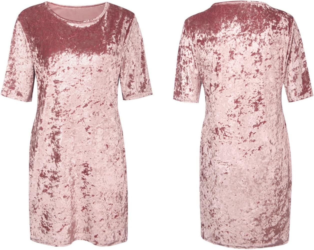 R.Vivimos Women's Summer Short Sleeve Crushed Velvet Mini Short Dresses - Image 3