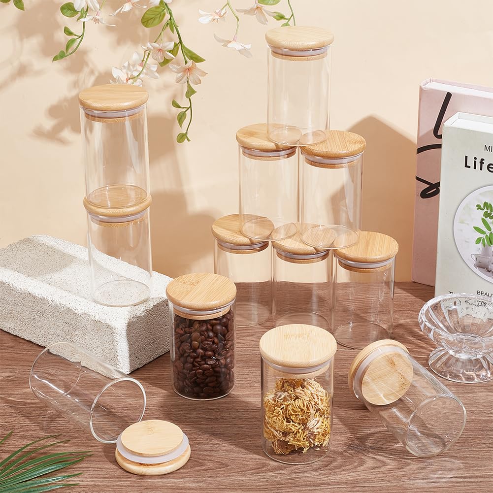 12 tarro de cristal con tapa dispensador de algodón varilla contenedores de almacenamiento de alimentos pequeños ollas para el hogar baño cocina guardia comer maquillaje