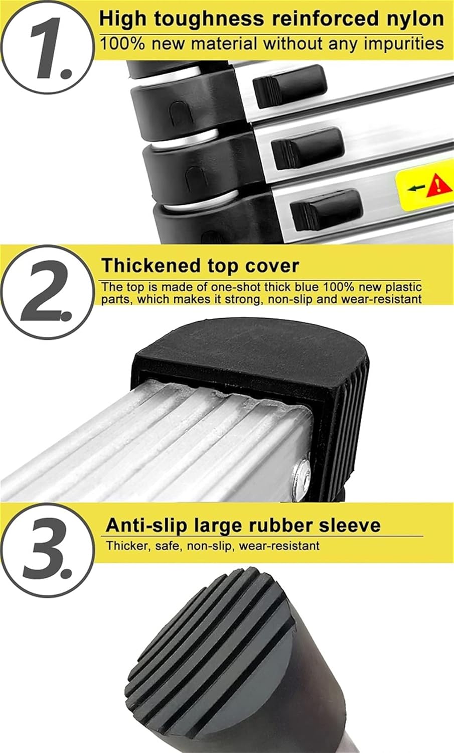 Aluminum Telescoping Extension Ladder 1.4m/4.6ft - 330lb Capacity Adjustable 8m/7m/6m/5m/4m/3m/2m/1m Lightweight for Rooftop RV Attic Loft Outdoor Use