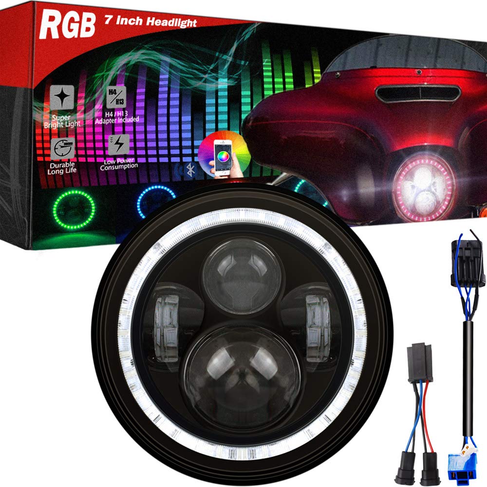 RGB Halo Headlight for 2021 Street Glide , Plug and play LED Headlight