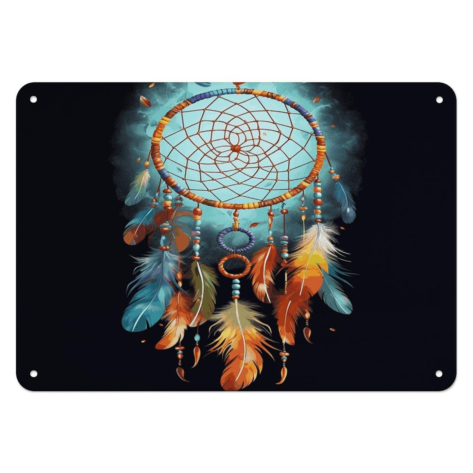 Fodpand Style Feathers Dream Catcher Retro Vintage Metal Tin Sign,Wall Art Decor Garden Plaque Poster For Bedrooms Yard Bars Pubs Patios Porches 7.9X5.5 Inch