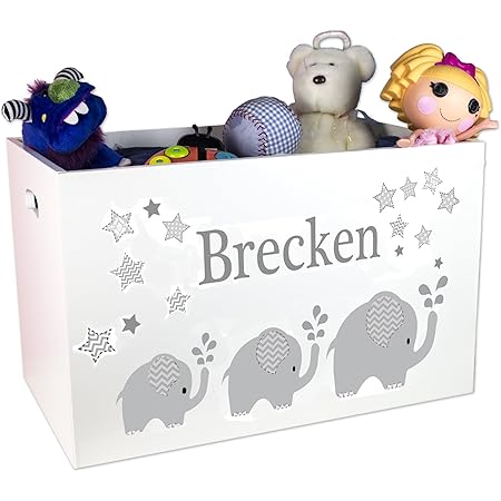 Amazon Com Mybambino Personalized Boys Gray Elephant Toy Box Baby