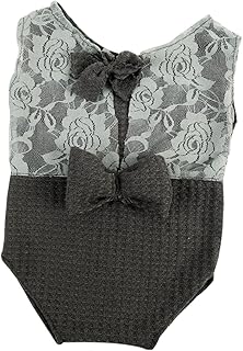 ifundom Macacão De Cor Sólida Kit De Renda Adereços Para Fotos De Recém-Nascido E Roupas De Menina Macacão De Renda Para Meninas Adereços Para Fotografia De Recém-Nascido