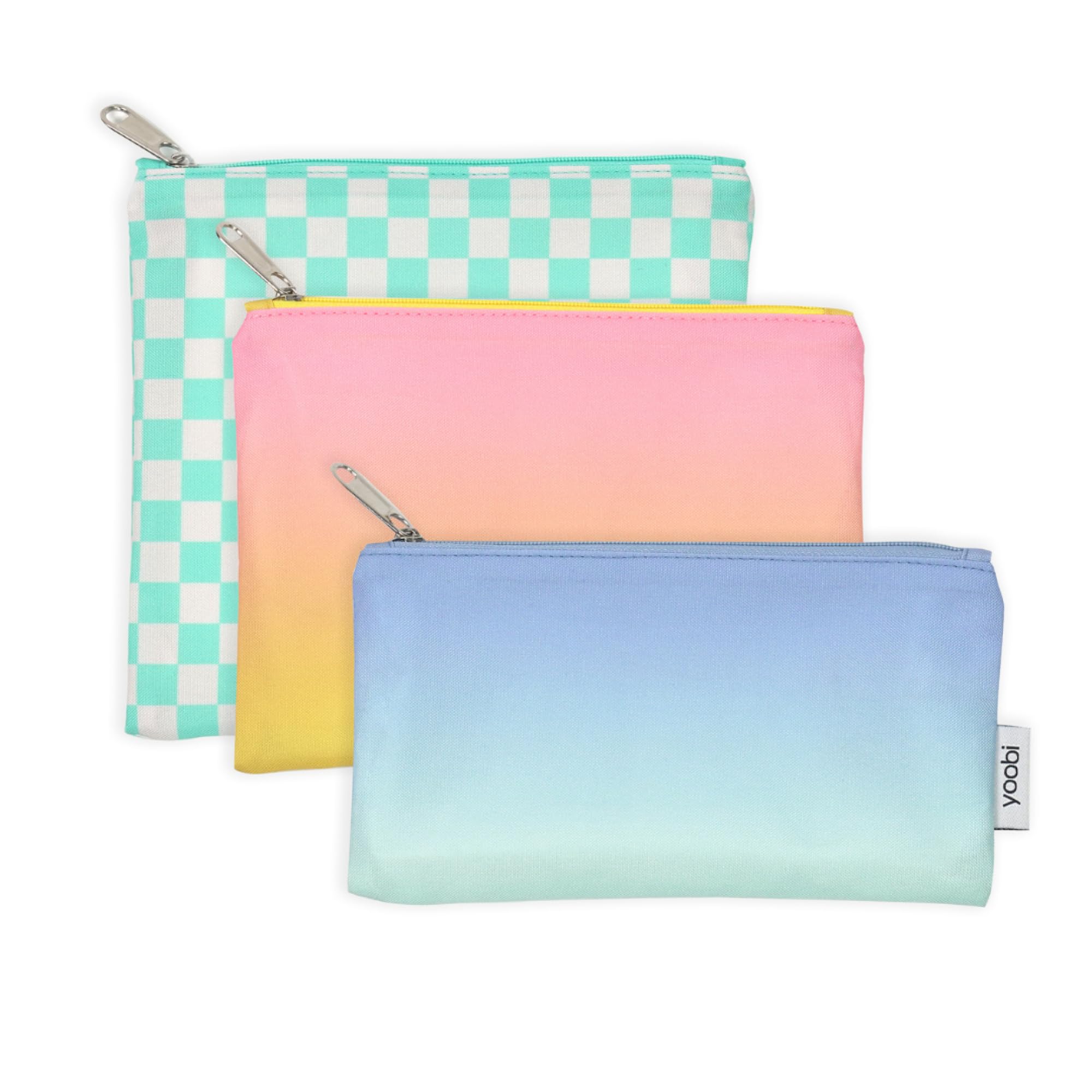 Yoobi Reusable Snack Bags – 3 Brightly Colored Food-Safe Lunch Bags in Various Sizes – Fun for Kids & Adults