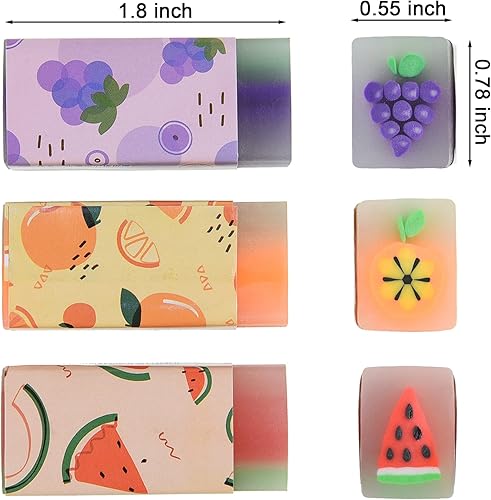 Miniatura 2 de 15 unidades de borradores de frutas para niños, divertidos borradores de lápices de comida para suministros escolares, regalos de premios, recuerdos