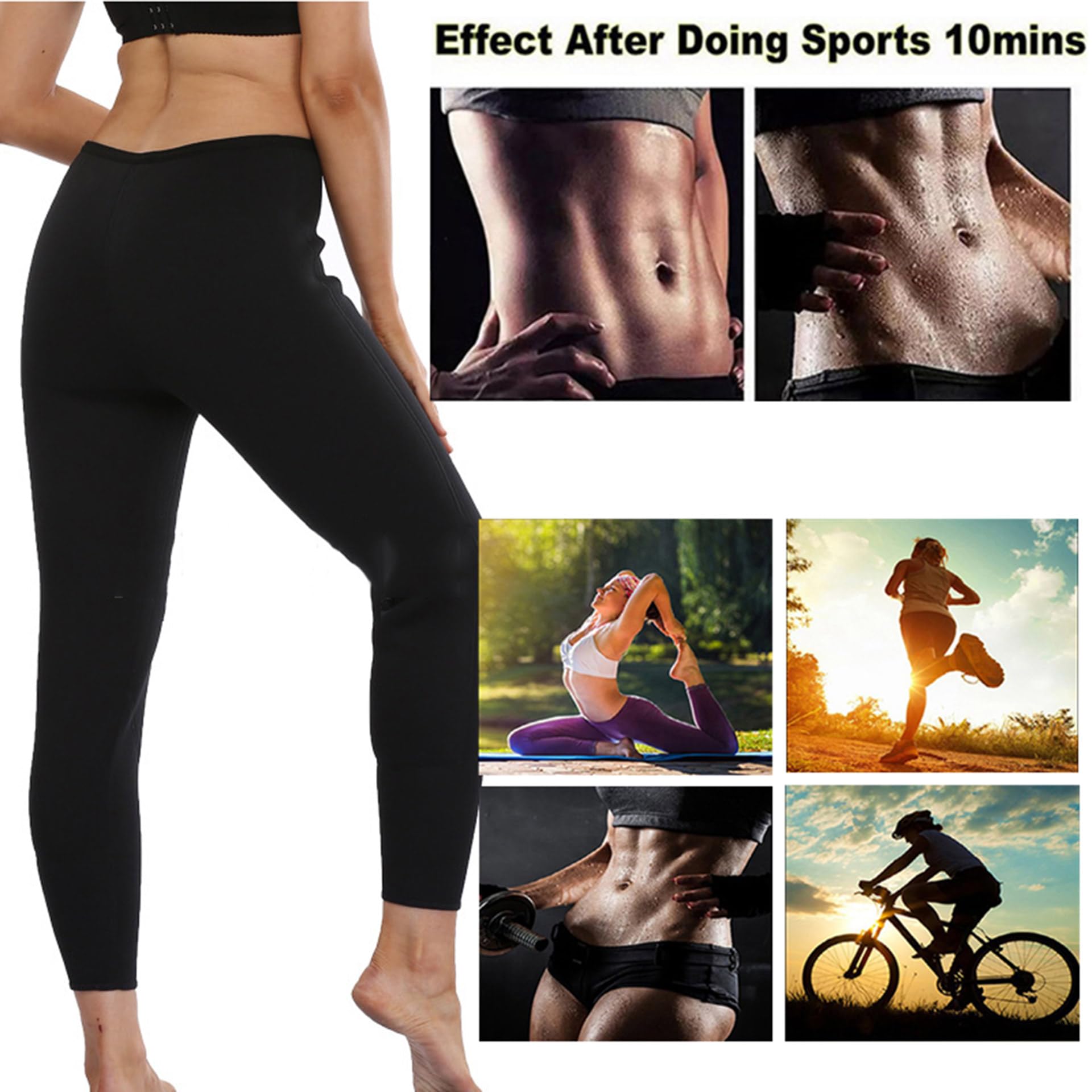Pantaloni Sauna Dimagranti Donna, Leggings Anticellulite Vita Alta, Tuta per Sudare in Neoprene Pantaloni Snellenti Effetto Sauna per Yoga Corsa Palestra