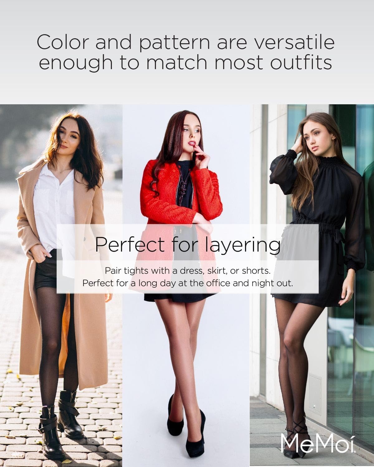 MeMoi Diamond Patterned Sheer Tights, Elegant Control Top Tights for Women, Flexible Comfort - Sizes Small to Large - Image 4