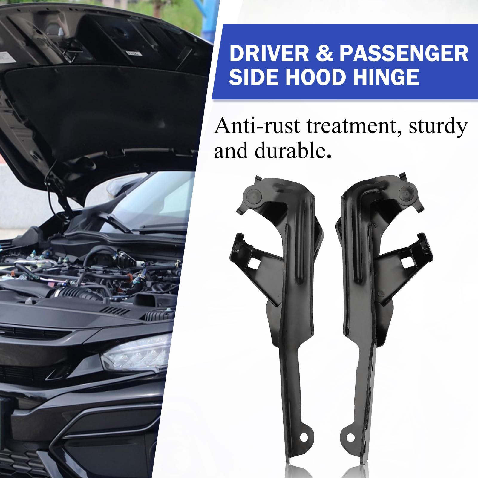 New Set Of 2 Hood Hinges Driver & Passenger Side LH RH NI1236169 NI1236168 Pair - Foto 8
