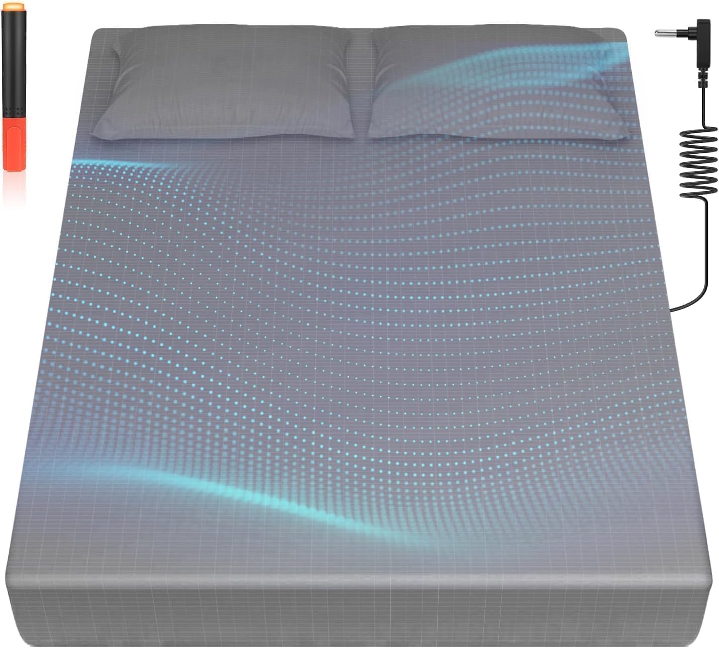 Grounding Sheets King, 90% Organic Cotton+10% Pure Silver Organic Grounded Sheets for Improved Sleep, Pain Relief, with Static Grounding Cord and Test Pen (Gray, (78.3 * 80.2 * 15 in))