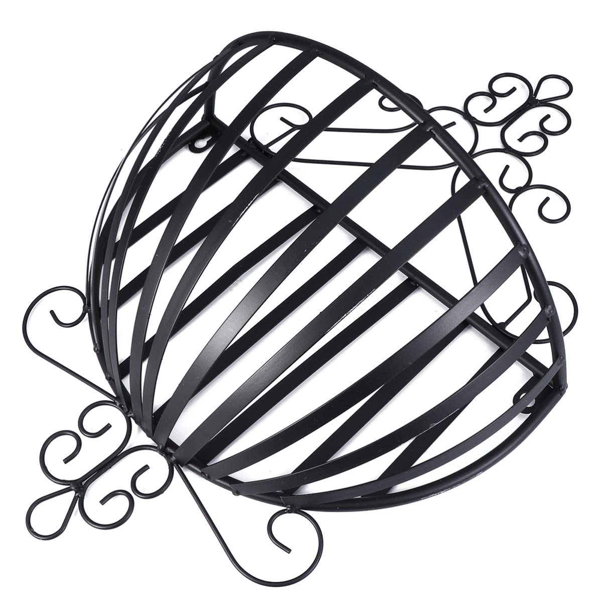 Yardwe Hängend Blumentopf Metall Wand Blumen-Korb Halb Rund Wandvasen Wandmontage Blumenampel Hängeampeln Shabby Landhausstil Balkon Garten Deko Wanddekoration 53x35x16cm Schwarz