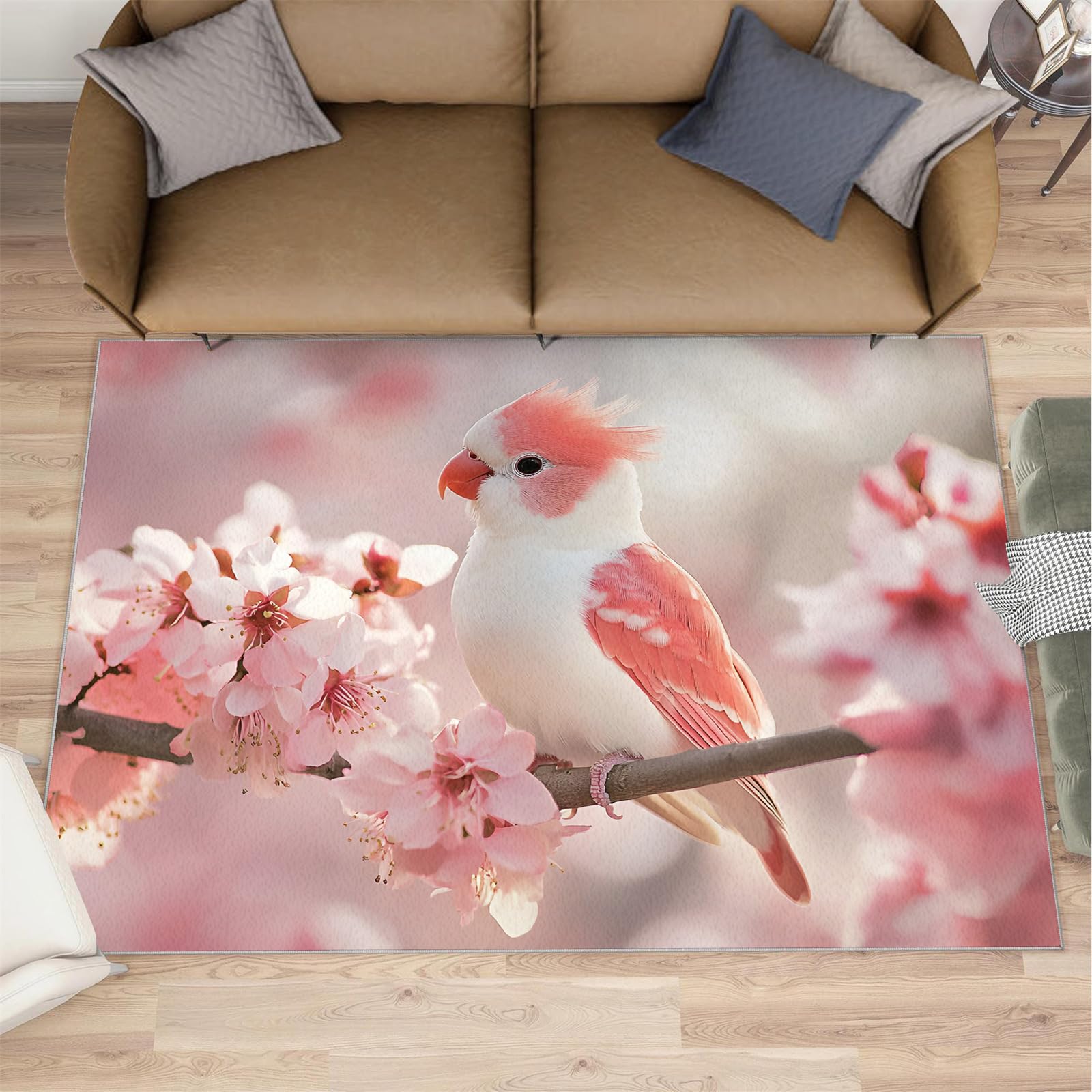 Grand tapis de salon fleur de cerisier pour chambre enfant et bureau calme 160x230