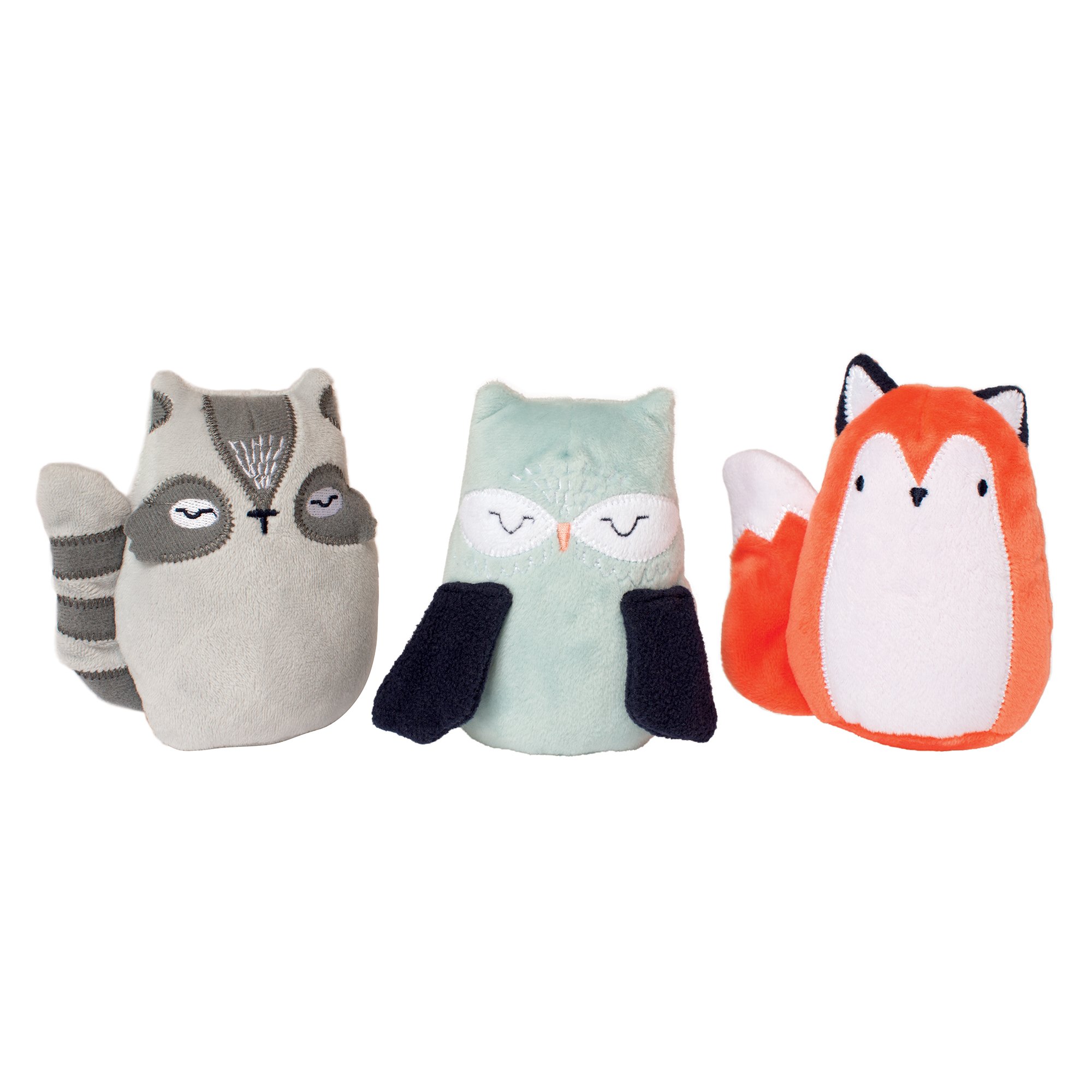 Manhattan Toy Camp Acorn Canoe Buddies - Soft Stuffed Animal Toy Set With Raccoon, Fox, Owl, For Babies