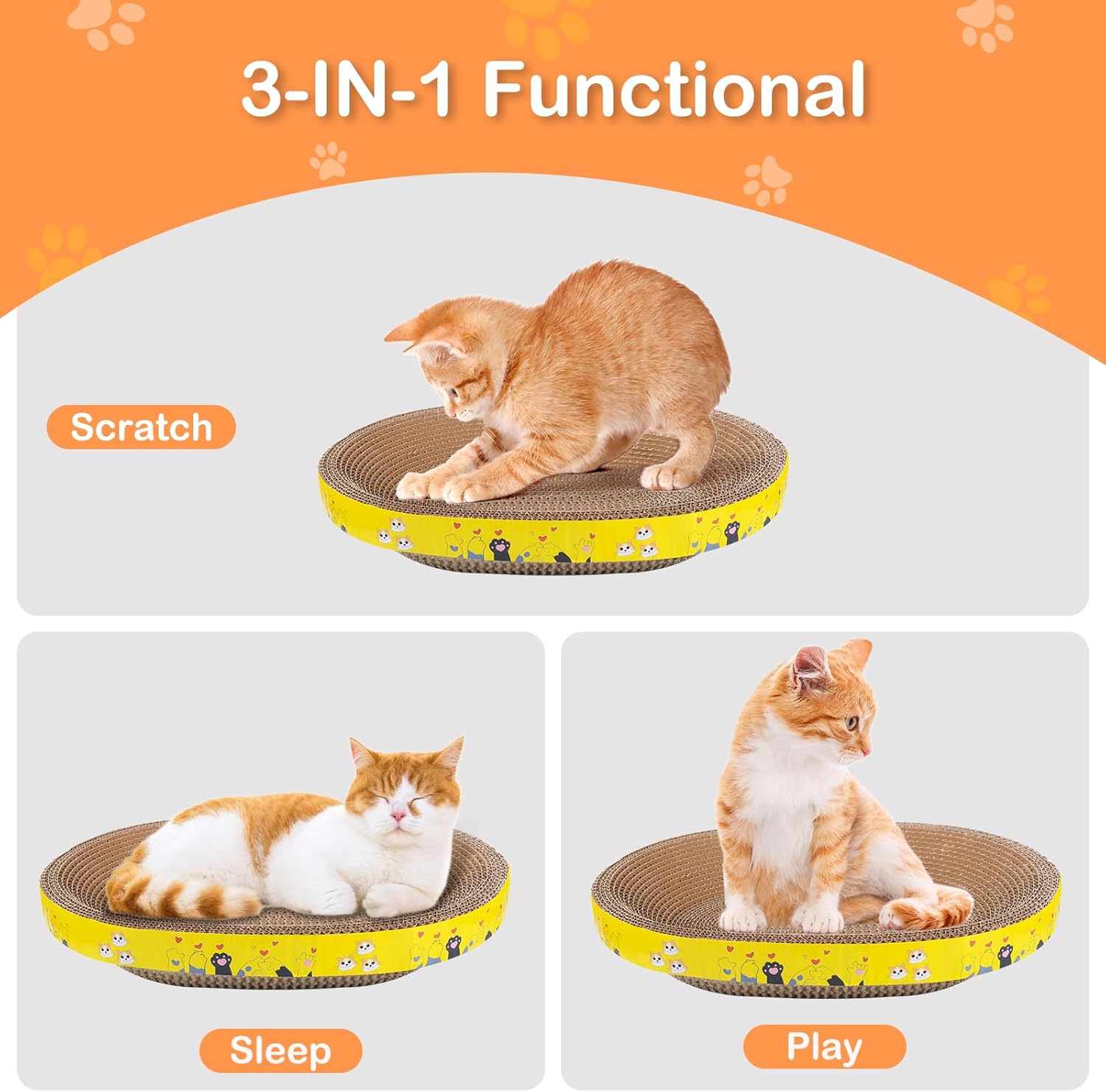 review 2 Packs Cat Scratcher Cardboard, Oval Corrugated Scratch Pad, Cat Scratching Lounge Bed, Oval Cat Scratch Pad Bowl Nest, Training Toy for Furniture Protection
