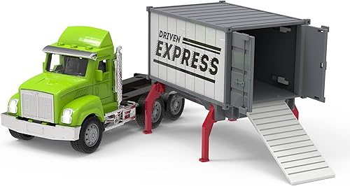 Miniatura 8 de Driven by Battat Camión contenedor de juguete de 7 pulgadas con luces y sonidos, piezas móviles, vehículo utilitario para niños y niñas, diseño