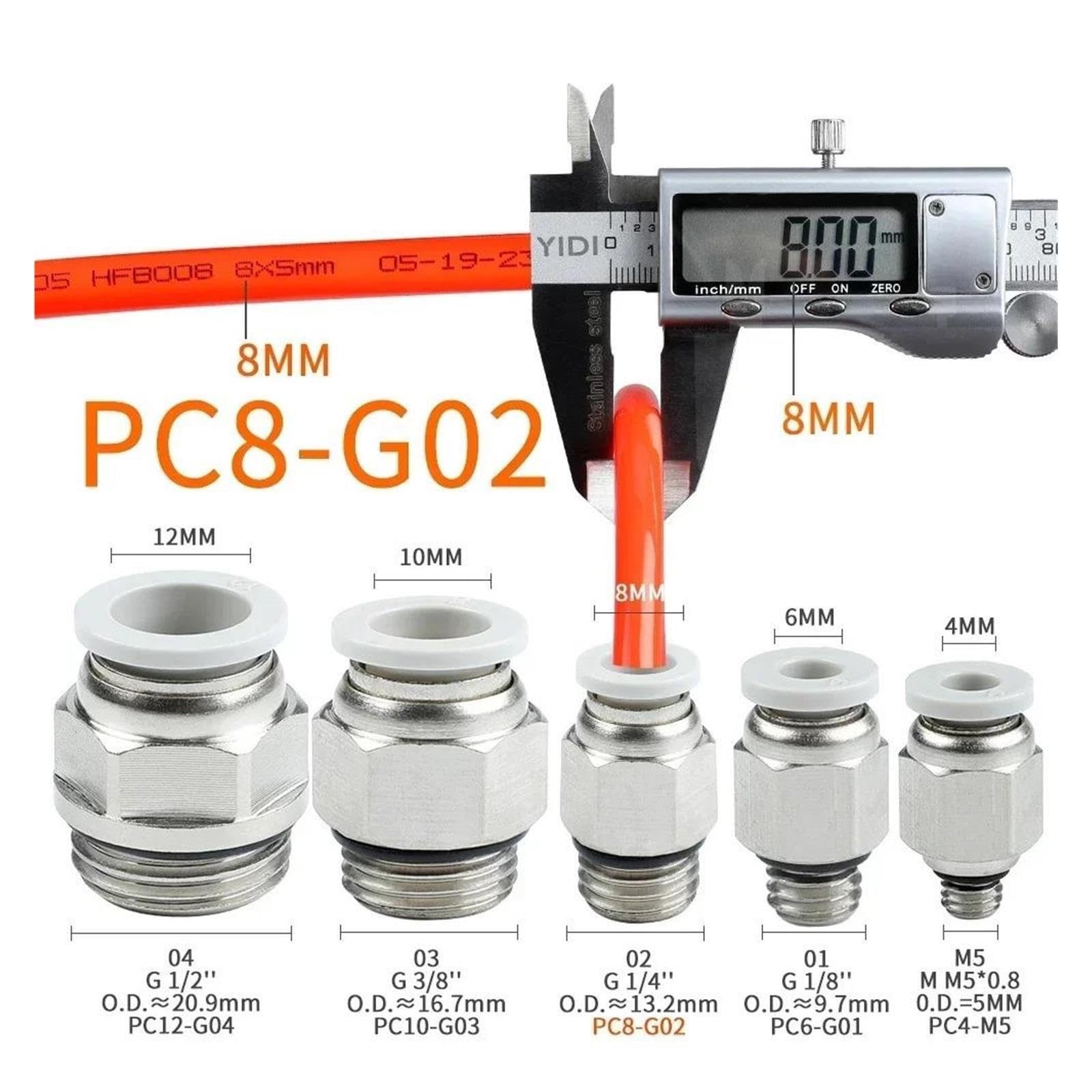 10-teiliges Kunststoff-PC-Push-In-Pneumatik-Rohrverbinder-Set