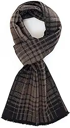 Cachecol masculino quente de inverno com sensação de caxemira premium, padrão xadrez longo luxuosamente macio