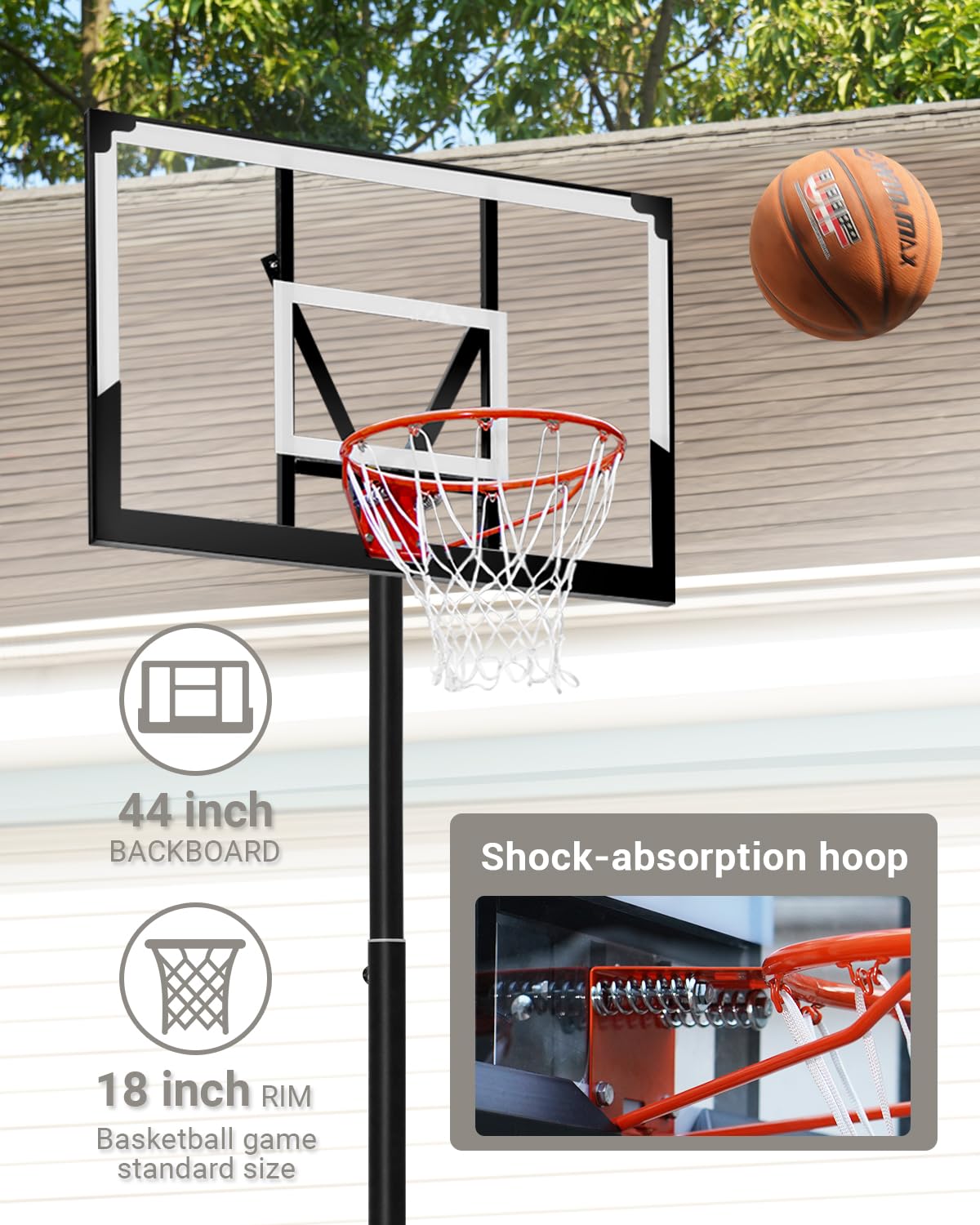 WINMAX Basketball Hoop Outdoor 3.810ft Adjustable
