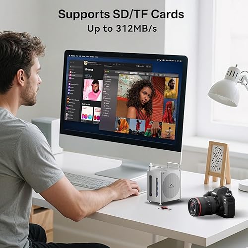 Miniatura 7 de ACASIS Mac mini M4 Dock & Stand, 40Gbps Mac mini M4 Hub con carcasa SSD NVMe de doble bahía, estación de acoplamiento 11 en 1 para Mac mini M4/M4