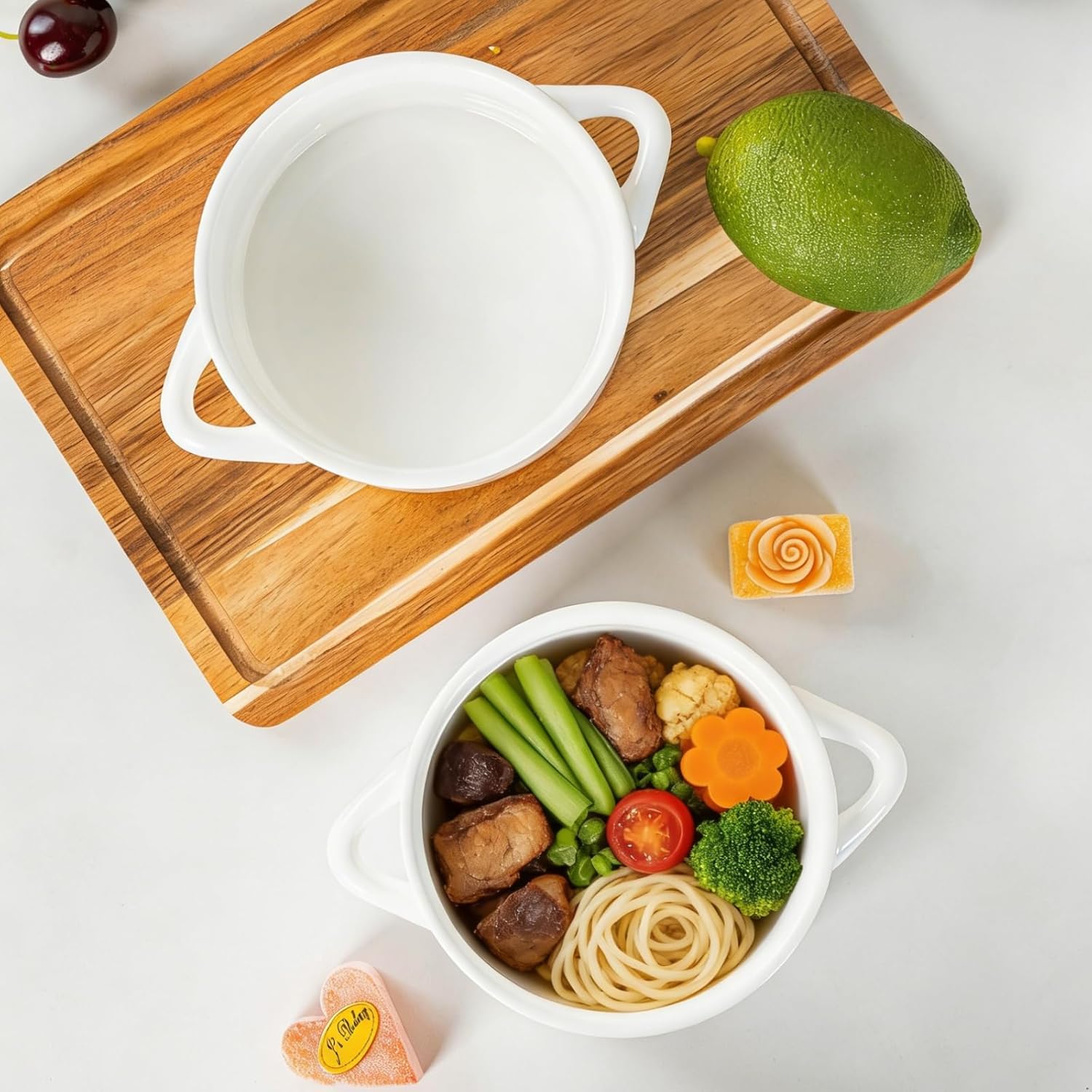 Mini Cocotte Set of 6, Ceramic Mini Dutch Ovens with Handles, Small Casserole Dishes for Baking, Soufflé and Baked Desserts, Oven Microwave Dishwasher Safe