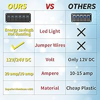 Vista 3 de Joinfworld Panel de Interruptor Basculante de 6 Posiciones 12V Panel de Interruptor de Barco Marino Impermeable 12 Voltios Luz LED Azul Panel