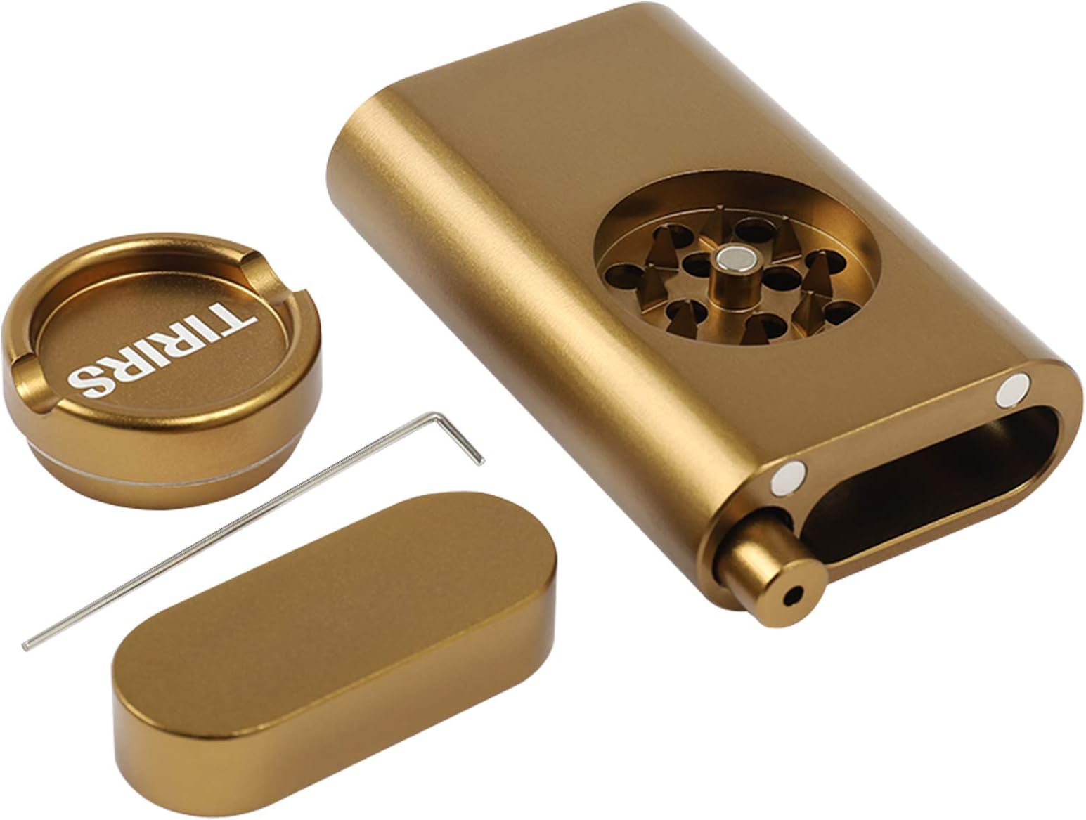 Portable Box Container and Grinder, Large Capacity Storage Box, Mini Grinder, Powerful Magnetic Lid, The Best Travel Essentials, Brown.