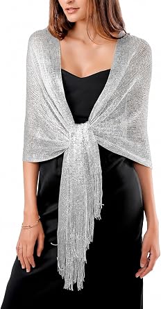 DiaryLook Women's Sparkling Metallic Evening Shawl Wrap for Dresses