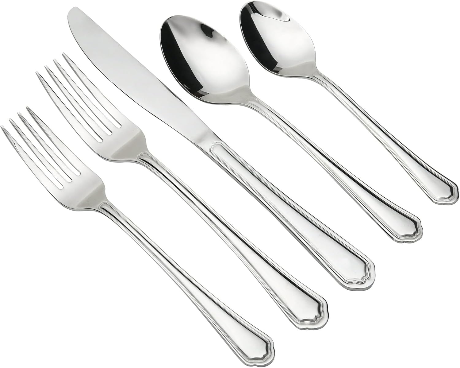Connor 20 Piece Stainless Steel Flatware Set, Service for 4 - Set Includes: 4 Dinner Forks, Salad Forks, Dinner Knives, Spoons, and Teaspoons, Dishwasher Safe for Easy Cleaning